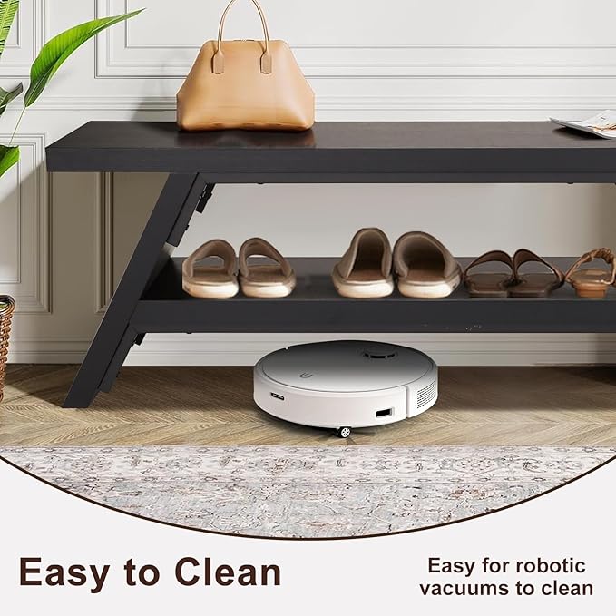 2-Tier Shoe Bench,Entryway Shoe Storage Bench,Modern Narrow Bench for Entryway, Kitchen, Bedroom, Dining（Black）