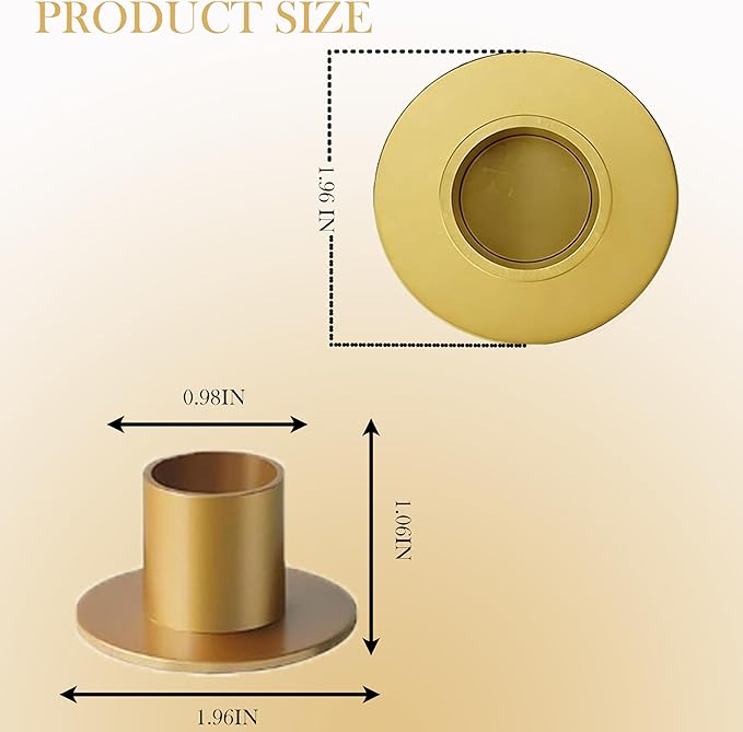 12 Pcs Brass Gold Taper Candle Holders Elegant Candlestick Set for Table Centerpieces, Festive Mantel Displays & Sophisticated Home Decor