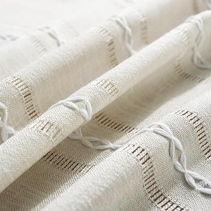 Chassic 60 x 60 inches Farmhouse Style Linen tablecloths, Wrinkle Resistant Washable Dining Room Table Cloths for Square Tables - Hemstitch Beige