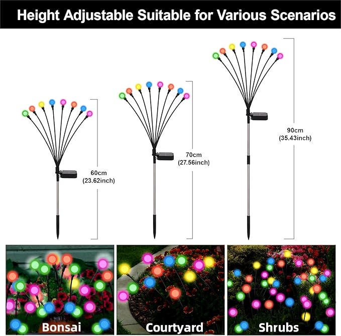 Solar Firefly Lights Multicolor, 8 Pack 800mAh Swaying Firefly Garden Lights Solar Powered Outdoor Waterproof Color Changing for Outside Yard Patio Lawn Pathway Walkway Stake Christmas Decor