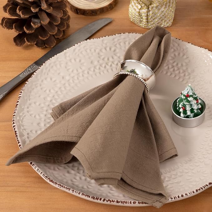 Socomi Cloth Napkins Nude Summer Washable Reusable Bulk Linen Cotton Napkins Set of 10 17"x17" for Wedding Party Bridal Baby Shower Birthday Dining Table Decorations