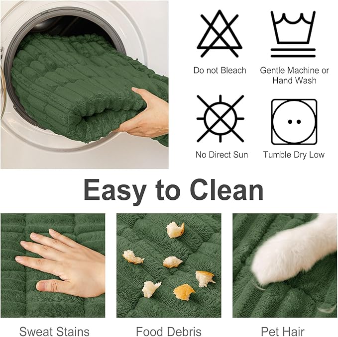 hyha Couch Cover for Dogs Washable, Non Slip Thick Flannel Sofa Protector, Pet Friendly Plush Furniture Cover for Sectional Sofa & Loveseat (Dark Green, 27.6" x 59")