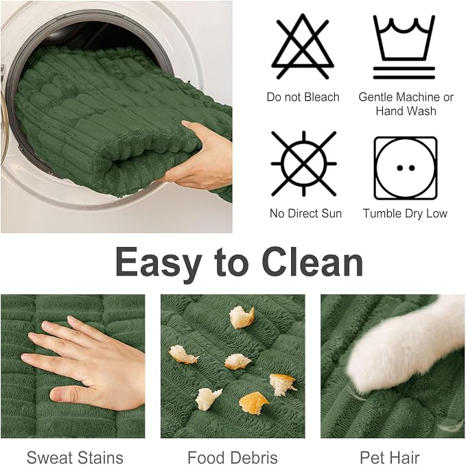 hyha Couch Cover for Dogs Washable, Non Slip Thick Flannel Sofa Protector, Pet Friendly Plush Furniture Cover for Sectional Sofa & Loveseat (Dark Green, 43" x 63")