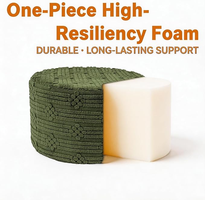 Asuprui Pouf Ottoman Foot Rest – Plush Round All-in-one Foam Stool for Cozy Lounging, Floor Pouf & Chic Decor (Forest Green)