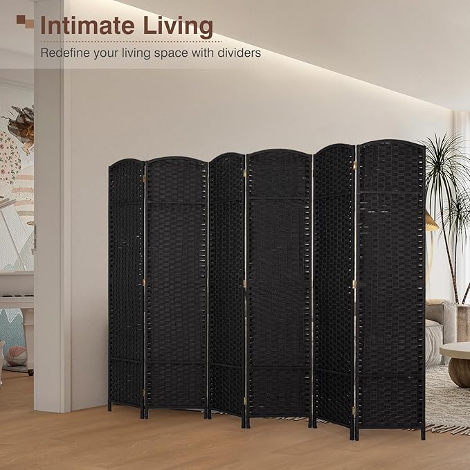 Room Divider 6 Panel 5.6 FT Tall Privacy Screen Waterproof Wood Frame Partition Room Dividers and Folding Privacy Screens Freestanding Wall Divider Indoor and Outdoor for Portable Room Separation