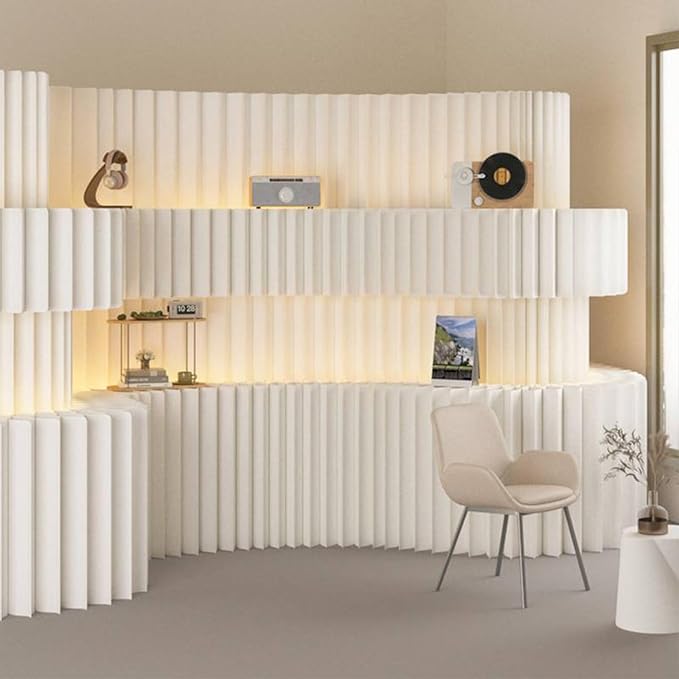 Paper Room Divider Screen Folding Adjustable Privacy Partition for Home & Office Portable Decorative Wall Divider for Dorm, Studio, Exhibition, Store or Room Separation 6.56 ft-13.13 ft-1.71 ft