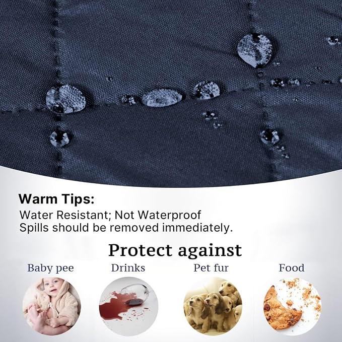 H.VERSAILTEX Reversible Couch Cover Sofa Cover Water Resistant Furniture Protector for Dogs Non Slip Couch Cover with Elastic Strap Machine Washable Sofa Slipcover Seat Width to 66"(Sofa, Navy/Beige)