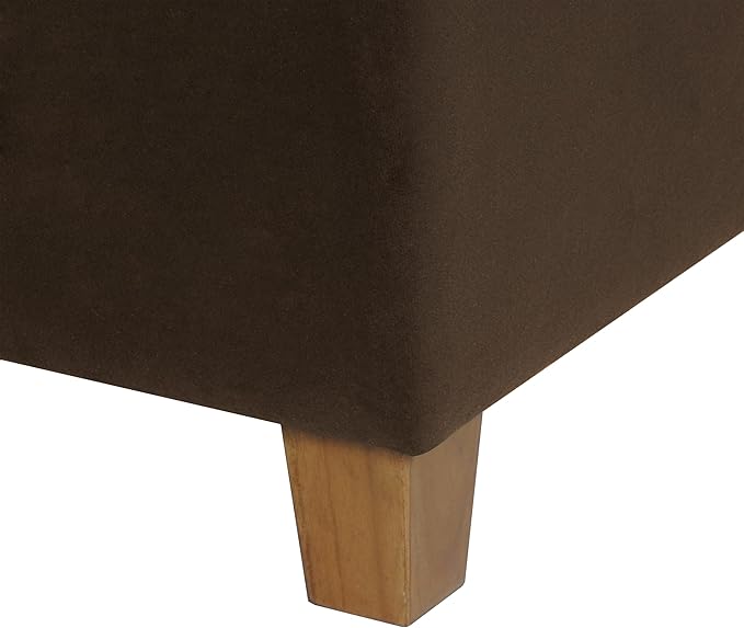 Homepop Home Decor Classic Square Storage Ottoman with Lift Off Lid | Ottoman with Storage for Living Room & Bedroom, Chocolate Brown Velvet