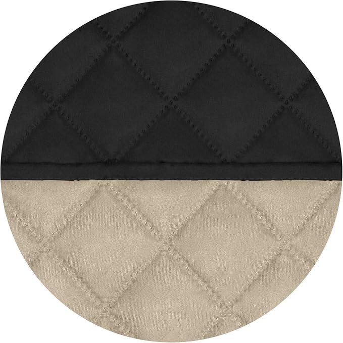 PureFit Reversible Quilted Sofa Cover, Water Resistant Slipcover Furniture Protector, Washable Couch Cover with Non Slip and Elastic Straps for Kids, Dogs, Pets (Sofa, Black/Beige)
