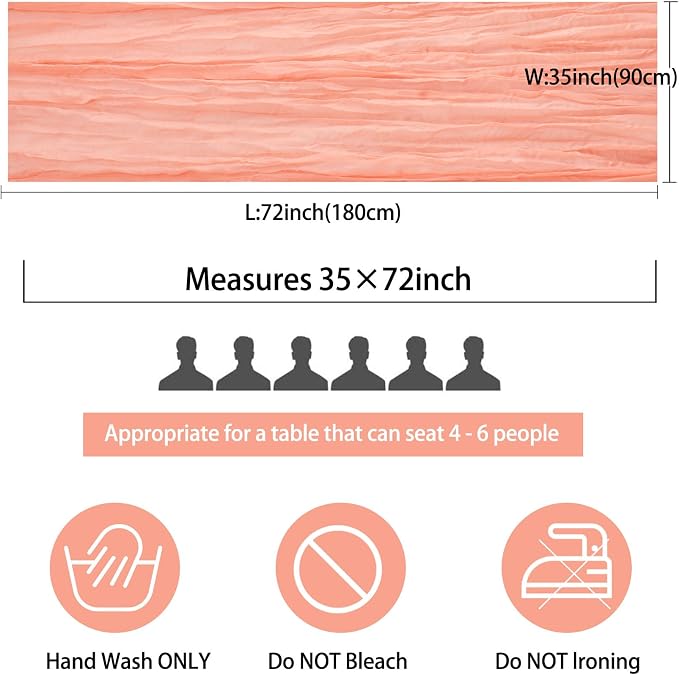 12 Pack Cheesecloth Table Runner 35x72 Inch Boho Gauze Table Runner Rustic Cheese Cloth Long Romantic Table Runners for Wedding Bridal Shower Birthday Party Table Decor (Peach Coral)
