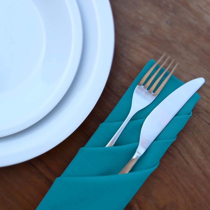Ruvanti Cloth Napkins Set of 6, 18x18 Inches Napkins Cloth Washable, Soft, Durable, Absorbent, Cotton Blend. Table Dinner Napkins Cloth for Hotel, Lunch, Restaurant, Wedding Parties - Teal
