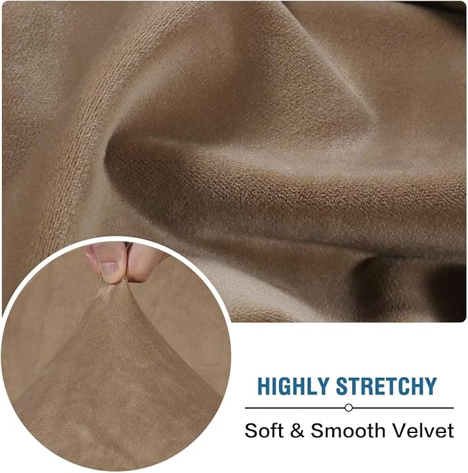 H.VERSAILTEX Velvet Stretch Individual Couch Cushion Cover Plush Cushion Slipcover for Loveseat Sofa Cushion Furniture Protector Seat Cushion Sofa Cover (1 Piece Sofa Cushion Cover, Camel)
