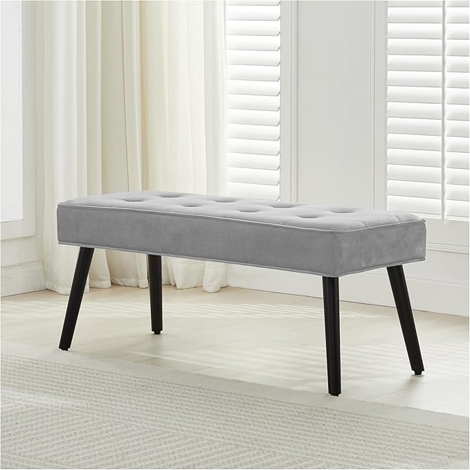 40'' Upholstered Bench, Entryway Ottoman with Wooden Legs for Living Room, End of Bed Bench
