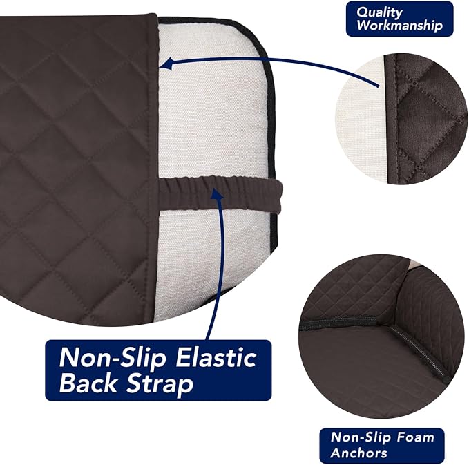 PureFit Reversible Quilted Sofa Cover, Water Resistant Slipcover Furniture Protector, Washable Couch Cover with Non Slip and Elastic Straps for Kids, Dogs, Pets (Oversized Loveseat, Chocolate/Beige)