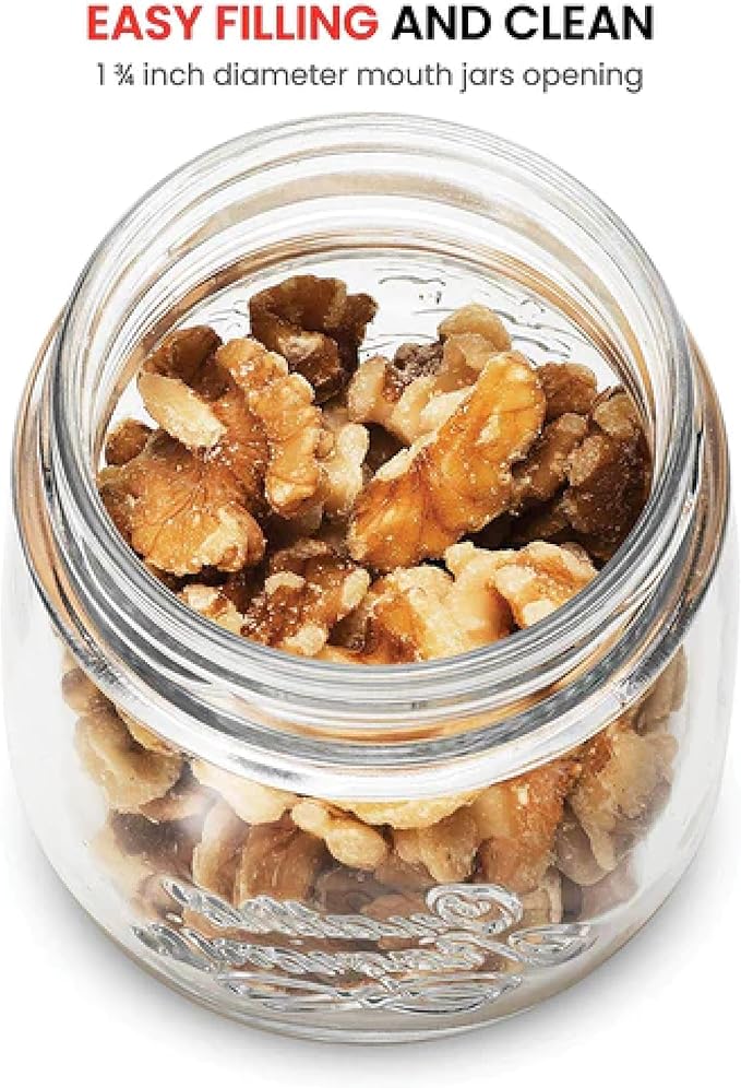Bormioli Rocco Quattro Stagioni 8.5 Oz. Mason Jar (Set of 6) - Wide Mouth Glass Jar with Airtight Twist Lid - Classic Beehive Embossed Design for Canning, Storage & Recipes - Made in Italy, BPA Free
