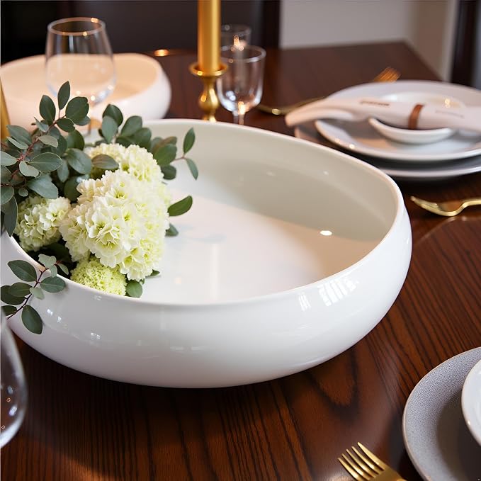 Decorative Bowl Free-Form Rim Glazed Ceramic Fruit Bowl for Kitchen Counter Ceramic Dining Room Table Centerpiecekey Bowl for Entryway Table|Dishwasher & Microwave Safe