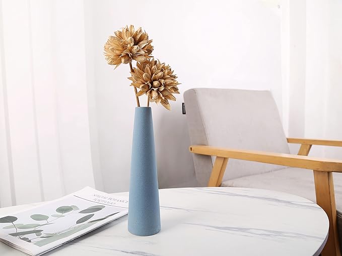 Ceramic Vase, Modern Home Decor Ceramic Vases, Frosted Porcelain vase, Grey Minimalist vases,Living Room Decoration，Ideal Shelf, Best Decoration. (Blue)