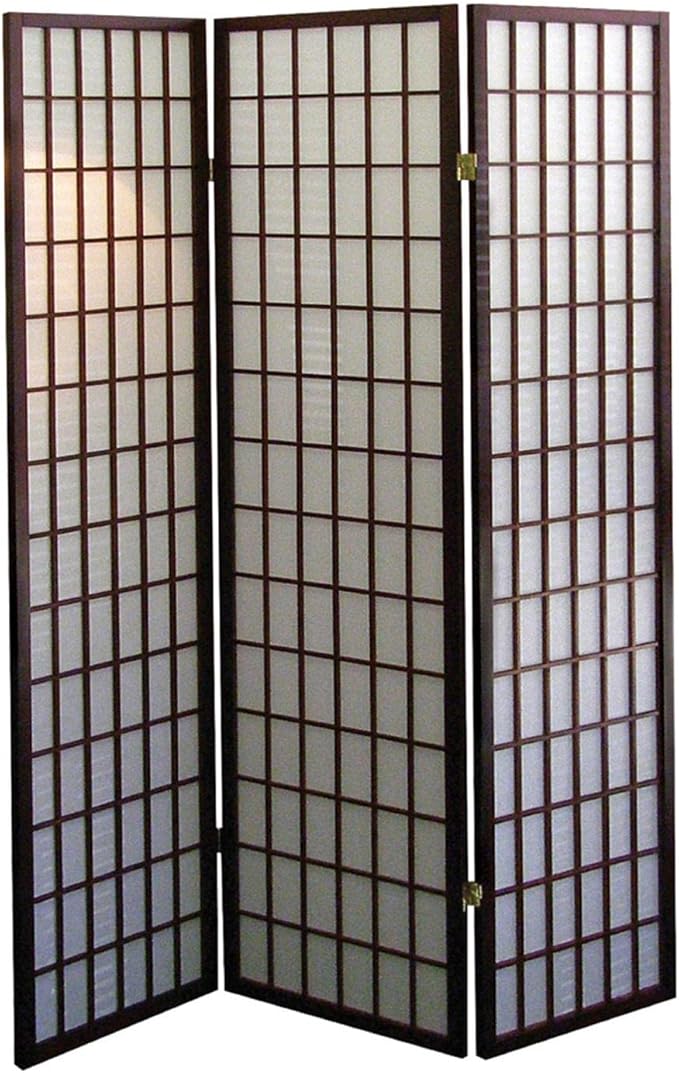 ORE International 70" 3-Panel Wood Screen Room Divider in Cherry