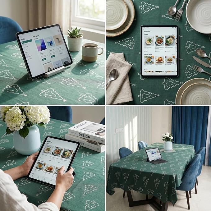 Urban Villa Table Cloth for Cristmas Tabletop Cover Kitchen Dining Tablecloth 100% Cotton Great Parties Wedding Holiday Jacquard Tree Rectangle 60X102 Inches 8-10 Seats Table Cloth