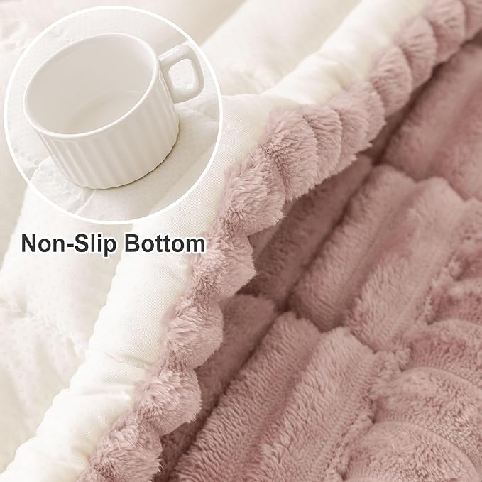 hyha Couch Cover for Dogs Washable, Non Slip Thick Flannel Sofa Protector, Pet Friendly Plush Furniture Cover for Sectional Sofa & Loveseat (Dusty Pink, 43" x 63")