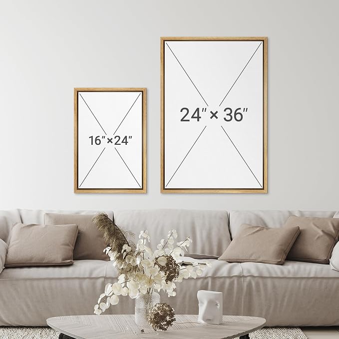 SIGNFORD Framed Canvas Print Wall Art Abstract Earthy Tones Rustic Neutral Illustrations Modern Art Decorative Bohemian Relax/Calm for Living Room, Bedroom, Office - 16"x24" Natural