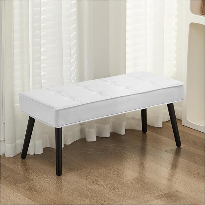 40'' Upholstered Bench, Entryway Ottoman with Wooden Legs for Living Room, End of Bed Bench