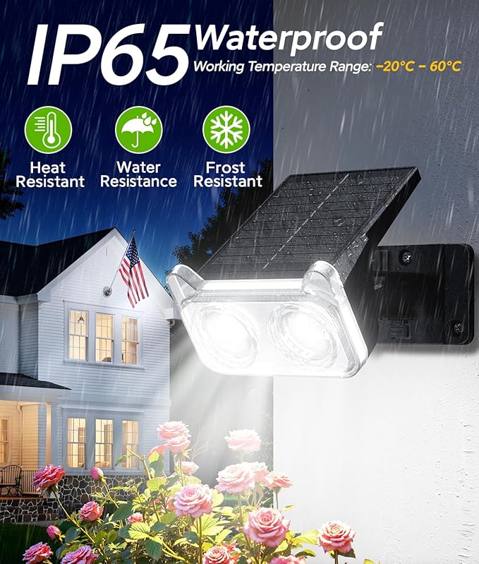 LETMY Solar Lights Outdoor Waterproof IP65, Solar Spot Lights Outdoor With 14 Big LEDs, 2-in-1 Wall Lights & 2 Modes Solar Powered Landscape Spotlights for Garage Pathway Yard Decor Garden Gift 2 Pack