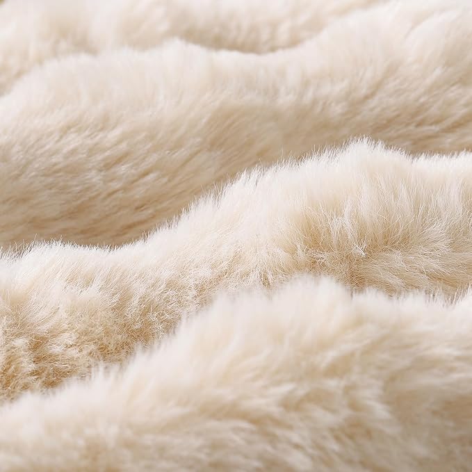 MADIZZ Pack of 2 Thick Plush Faux Wool Throw Pillow Covers Soft Boho Throw Pillows Luxurious Cushion Covers for Couch Sofa Bedroom Living Room Home Decor 16x16 Inch Beige
