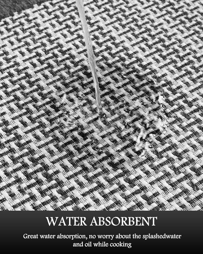 PADOOR Non Slip Kitchen Rugs Sets of 2 - Extra Large 2.5'x6' + 20"x32" Runner Rugs for Kitchen Floor Non Skid Washable, Absorbent Kitchen Mat for in Front of Sink 2 Piece Grey