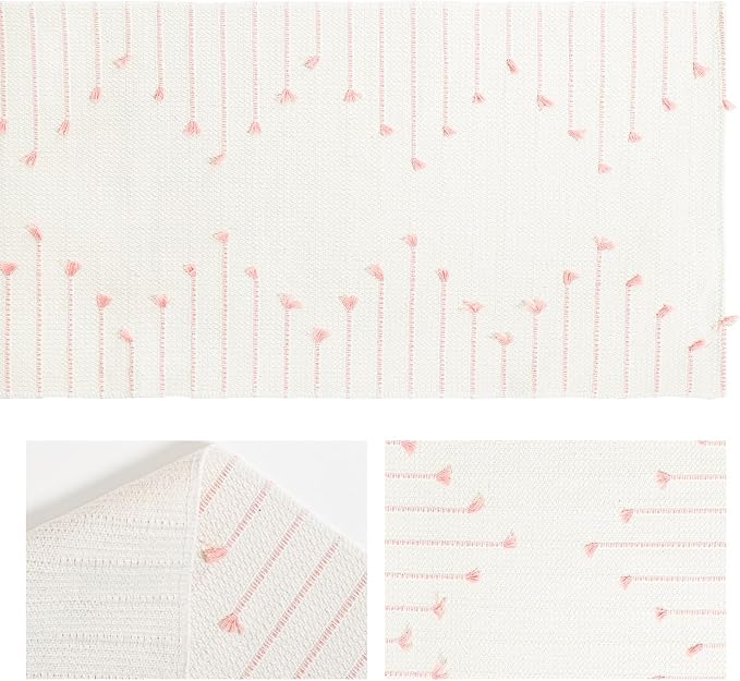 Artoid Mode Pink Boho Table Runner for Farmhouse Rustic，Seasonal Holiday Macrame Burlap Kitchen Dining Table Decoration for Home Party Decor 12x72 Inch