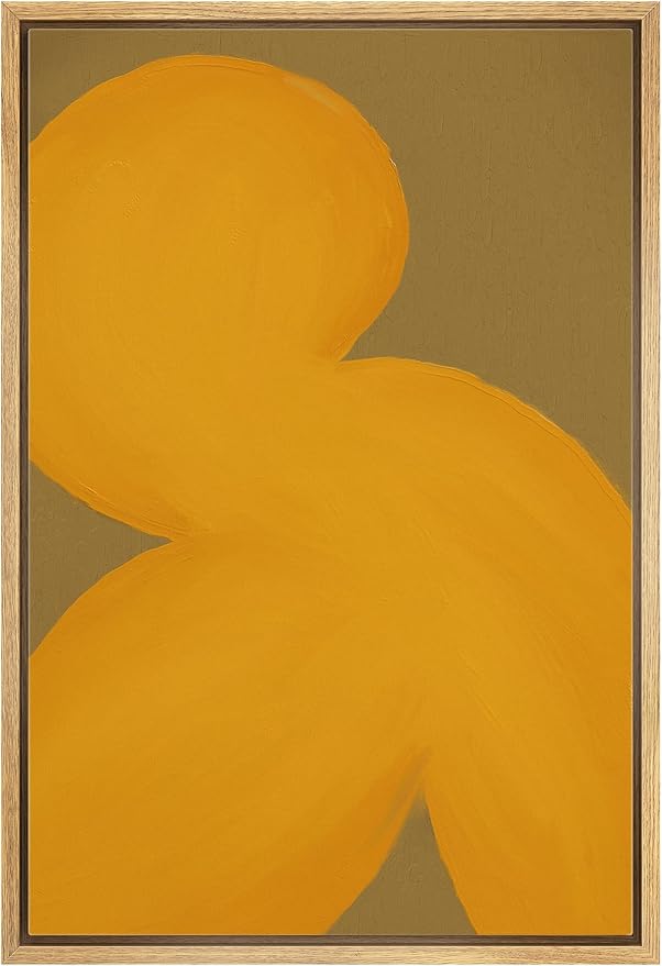 MUDECOR Framed Canvas Print Wall Art Geometric Mid-Century Yellow Polygon Abstract Shapes Illustrations Minimalism Decorative Bohemian Colorful Zen for Living Room, Bedroom, Office - 16"x24" Natural