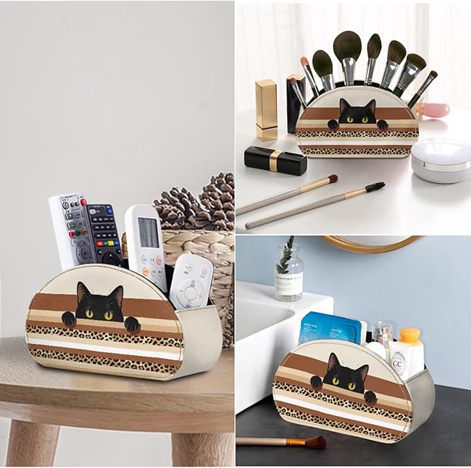 Creative Cat Stripe Print TV Remote Control Organizer, Office Desk Organizer,Storage for Controllers/Media Players/Glasses/Cosmetic Brushs/Pens,Nightstand/Couch/Home Accessory