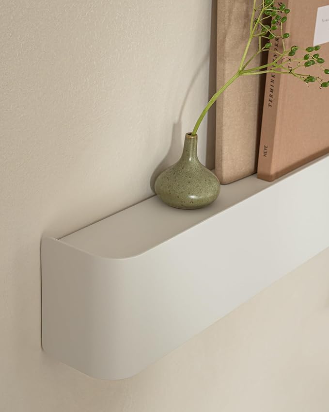 Kazai. Coat Rack Wall Mount with Shelf 'Tone' | Modern Design Coat Hanger with Hidden Hooks and Storage | Hat Rack with Shelf in Metal | Wall-Mounted Purse Organizer | White