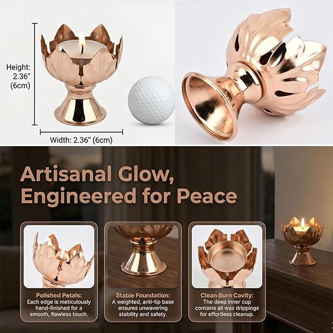 6Pcs Metal Lotus Flower Votive Candle Holders - Elegant Tea Light Candles Holder for Table Centerpieces, Wedding Decor, Home, Christmas & Thanksgiving Party (Gold)