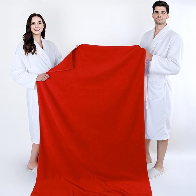 Cotton Paradise 100% Cotton Turkish Towel Set, Soft Absorbent Quick Dry, 40x80 Oversized Bath Sheet Towel, Red