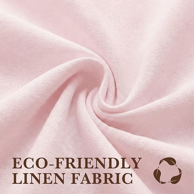Seasonwood Linen Shower Curtain Neutral Vintage Farmhouse Linen Shower Curtains for Bathroom Boho Bathroom Decor with 12 Sturdy Stainless Steel Sliding Hangers(Pink,72x72 Inches)