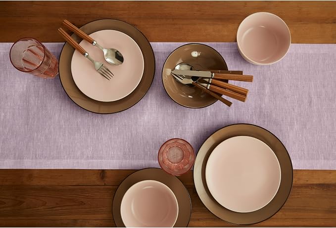 Solino Home Linen Chambray Lavender Table Runner 90 Inches Long - Athena, 100% Pure Linen Dining Table Runner 14 x 90 Inch - Summer
