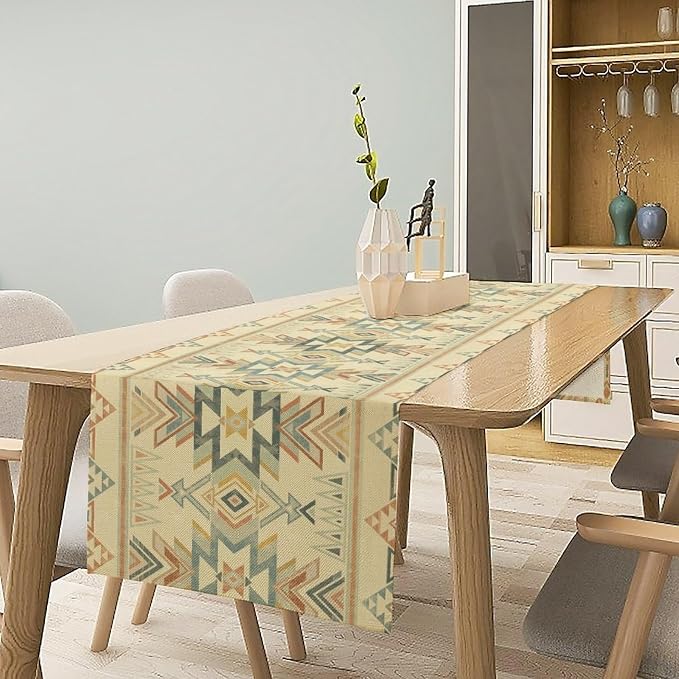 Native Aztec Table Runner, Tribal Style Southwestern Geometric Table Runners Decor for Party Dinner Festival Farmhouse Holiday Home 13x60 Inch