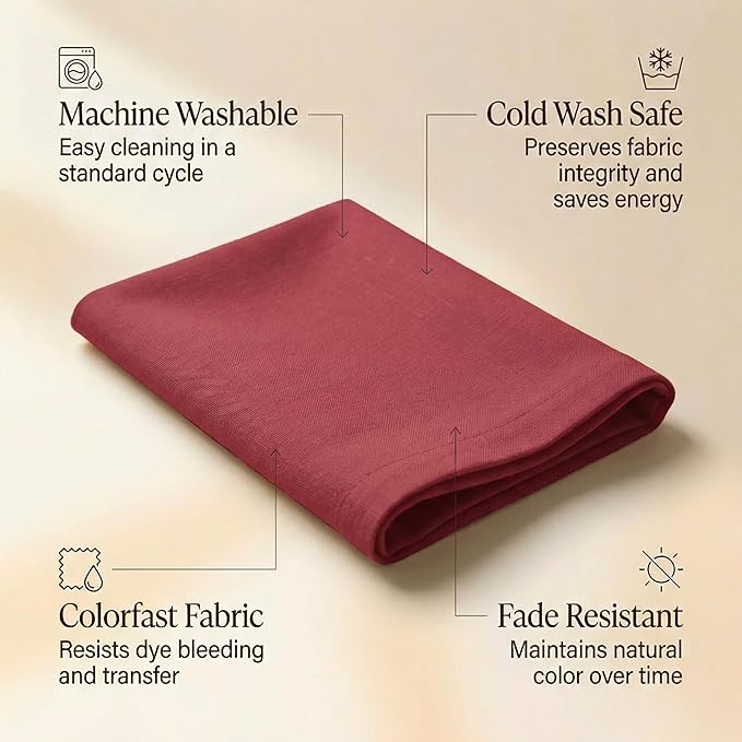 Accent Home 100% Cotton Napkins, Delicate Cloth Napkins for Dinners, Parties and Weddings，18 x 18 Inch Set of 6 - Red