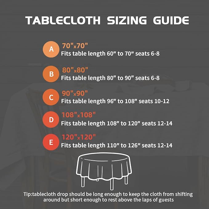 EVERLY 100% Pure Linen Round Tablecloths 120Inch Round Machine Washable Tablecloth for Thanksgiving,Decorative Halloween,Buffet Parties,Picnic,Events,Weddings and Restaurants-Natural Linen