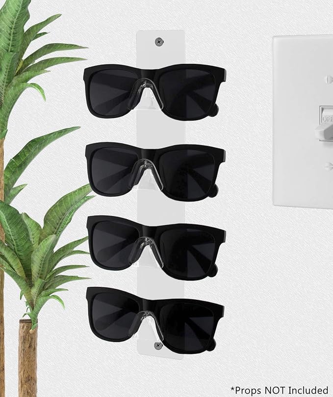 Marketing Holders Sunglasses Holder 4 Pair Wall Mount with Hardware Fashion Retailers Airport Gift Shops Bookstores Pharmacies Supermarkets Convenience Stores Low Maintenance White Acrylic