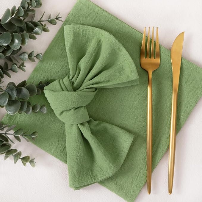 Socomi Cloth Napkins Sage Green Summer Washable Reusable Bulk Linen Cotton Napkins Set of 4 17"x17" for Wedding Party Bridal Baby Shower Birthday Dining Table Decorations
