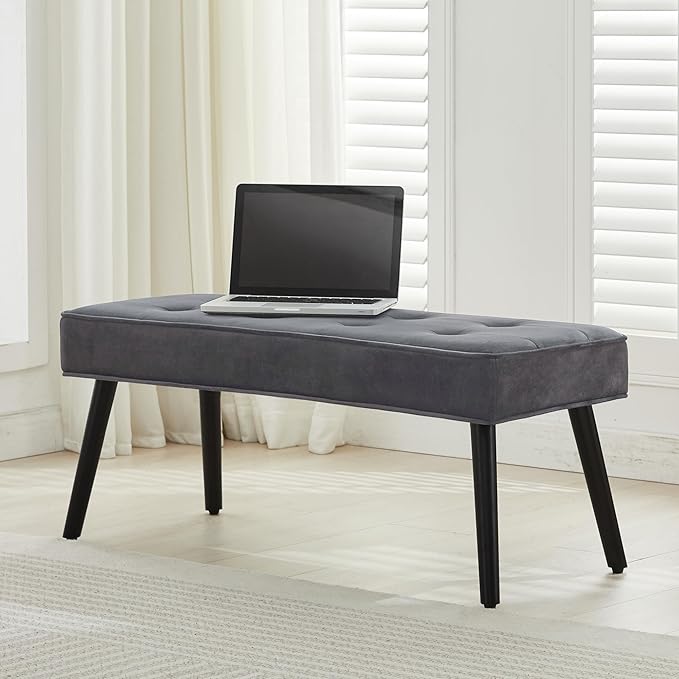 40'' Upholstered Bench, Entryway Ottoman with Wooden Legs for Living Room, End of Bed Bench