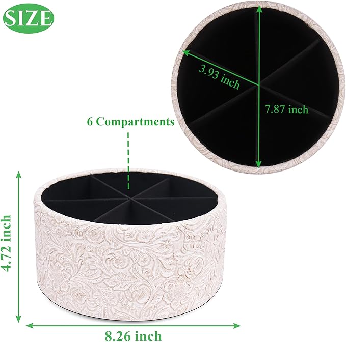lizimandu Remote Control Holder, 360°Spinning PU Leather Desk TV Remote Caddy,Desk Storage Box Room Accessories for Controller, Media,Mail,Calculator, Mobile Phone,Pencil(1B-Carved3 White)