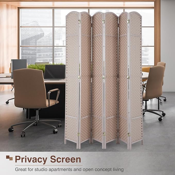 Room Divider 6 Panel 5.6 FT Tall Privacy Screen Waterproof Wood Frame Partition Room Dividers and Folding Privacy Screens Freestanding Wall Divider Indoor and Outdoor for Portable Room Separation