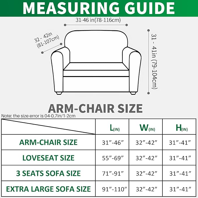 MAXIJIN Stretch Sofa Chair Slipcovers with Arms (31"-46 Washable Chair Cover Armchair with Non-Slip Foam & Elastic Bottom, Dog Cat Pet Friendly Furniture Protector (Small, Khaki)