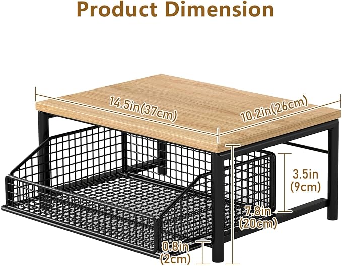 Funecy Coffee Pod Drawer Holder,Coffee Machine Storage Rack,Home Kitchen Counter Coffee Bar Organizer,Storage Basket Drawer (Black)