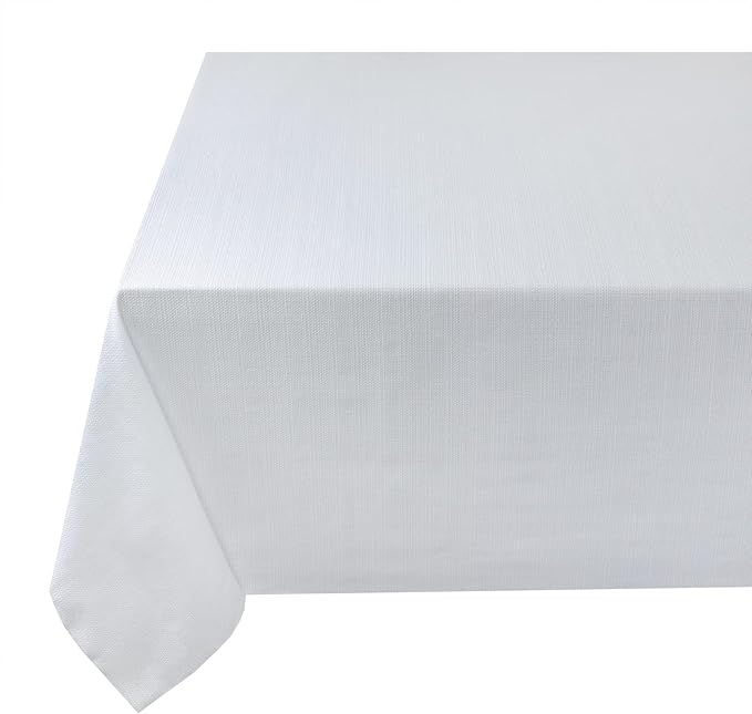 Benson Mills Cameron Textured Fabric Table Cloth, for Everyday Home Dining, Parties, Weddings & Holiday Tablecloths (60" x 140" Rectangular, White)