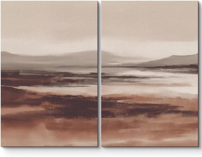 Canvas Print Wall Art Warm Brown Minimal Landscape Abstract Illustrations Modern Art Decorative Minimal Relax/Calm for Living Room, Bedroom, Office - 24"x36" x 2