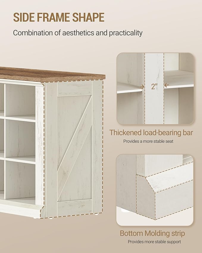 Hzuaneri Farmhouse Shoe Storage Bench, Entryway Shoe Cubby Bench, Widened Wooden Shoes Cubbies with Compartments, Shoes Rack Benchs for Cloakroom, Entryway, Antique White SB54514X